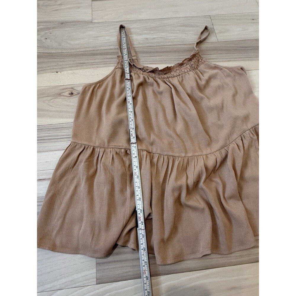Torrid Women Brown Crinkle Gauze Crochet Tank Plus Adjustable Sz 1 Boho Festival - Picture 7 of 8